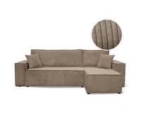 Canapé d'angle FARAH convertible et réversible 4 places en velours cotelé - Taupe