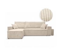 LOUNGITUDE Canapé Farah d'angle réversible et Convertible 4 Places avec Un Pouf en Velours côtelé