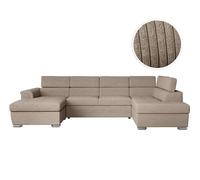LOUNGITUDE Canapé panoramique Paola Convertible avec 2 coffres en Velours côtelé
