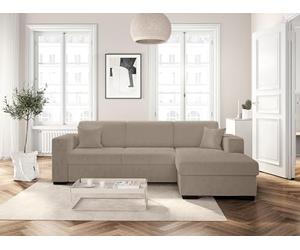 LOUNGITUDE - CARIBI - Canapé d'angle Convertible avec Coffre en Tissu bouclettes taipe