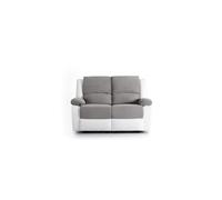 LOUNGITUDE - DETENTE - Canapé de relaxation - Manuel - 2 Places - En Simili/Microfibre - Gris/Blanc -L143cm