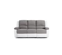 LOUNGITUDE - DETENTE - Canapé de relaxation - Manuel - 3 Places - En Simili/Microfibre - Gris/Blanc -L193cm