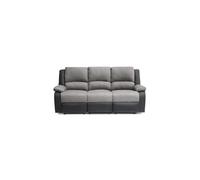 LOUNGITUDE - DETENTE - Canapé de relaxation - Manuel - 3 Places - En Simili/Microfibre - Gris/Noir -L193cm