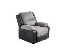 LOUNGITUDE - DETENTE - Fauteuil de relaxation - Electrique - Releveur - En Simili/Microfibre - Noir/Gris