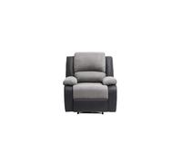 Fauteuil Relaxation 1 place Microfibre et Simili LEO - Gris et Noir - L88 x 93 x 96cm - LOUNGITUDE