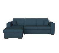 LOUNGITUDE - Fuji - Canapé d'angle - Convertible - 4 Places - Coffre - en Tissu - Bleu pétrole - Angle Droit - L262cm