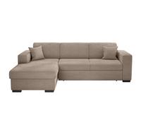 Canapé d'angle droit 4 places FUJI XL convertible avec coffre en velours côtelé - Taupe - L262 x P157 x H83cm - LOUNGITUDE