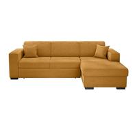 Canapé d'angle droit 4 places FUJI XL convertible avec coffre en velours côtelé - Jaune - L262 x P157 x H83cm - LOUNGITUDE