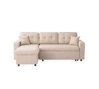 LOUNGITUDE Marius - Canapé d'angle Convertible réversible en Tissu - Beige