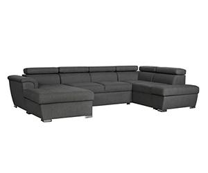 Loungitude - Parma - Canapé Convertible pano Angle Droit Tissu Gris chiné foncé