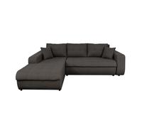 LOUNGITUDE - Suzie - Canapé d'angle - Convertible - 4 Places - Revêtement capitonné - en Tissu - Gris foncé - Angle Gauche - L246cm
