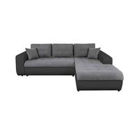 LOUNGITUDE - Suzie - Canapé d'angle - Convertible - 4 Places - Revêtement capitonné - Simili/Microfibre - Noir/Gris - Angle Droit - L246cm