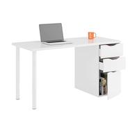 LOUNGITUTE - Bureau réversible avec Caisson 2 tiroirs, Bois, Blanc, 138 x 60 x 74