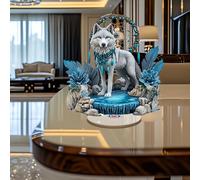 Loup avec attrape-rêves rotatif en acrylique pour soulager le stress, convient pour la décoration de la maison. Idée cadeau pour Noël, anniversaire, Saint-Valentin, célébrations