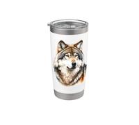Loup gris Gobelet isotherme en acier inoxydable double paroi