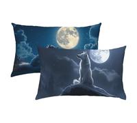 Loup Taies d'oreiller 40x70 Lot de 2, Housse Coussin Velours, Housse de Coussin Exterieur Impermeable pour Salon de Jardin, Taie Oreiller Bleu Douce et Respirante avec Fermeture Éclair Invisible S-318