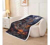 Loussiesd Couverture 150x200cm Dragon Plaid Couverture Polaire Ancient Faune Sauvage Jeté de Canapé Fairy Dragon Plaid Jete de Canape Doux Léger Flanelle Microfibre