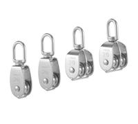 Louttary Lot de 4 Poulies de Levage Simples M20 en Acier Inoxydable 304 avec Crochet Pivotant et Double Poulie à Rouleaux de Chargement