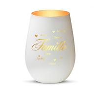 Love Faith Photophore personnalisé - Famille - Blanc/Doré | Photophore en verre mat à personnaliser avec les prénoms de la famille - Jolie décoration pour la maison