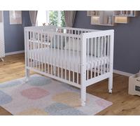 Love For Sleep Lit Bébé 120x60 cm en Bois de Pin Blanc Nova avec Côté Abattable, Barrière de Sécurité et roulettes - Lit Évolutif Bébé, Lit Enfant, Drop Side Cot