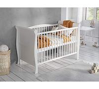Love for Sleep Lit Bebe Evolutif 120x60cm Transformable avec Barrière de Sécurité Blanc Leo en Bois Lit évolutif Enfant - Baby Bed, lit Bebe Fille, garçon