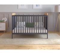 Love For Sleep Lit Bebe Evolutif avec Matelas - Lit Bebe 120x60 cm Bois avec Matelas - Lit Bébé Lit Bois Anthracite-Pin, Lit Bébé Set Complet Lit Evolutif Bebe
