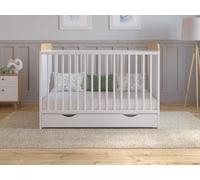Love For Sleep Lit Bebe Evolutif avec Matelas - Lit Bebe 120x60 cm Bois avec Matelas & Tiroir - Lit Bébé Lit Bois Blanc-Pin, Lit Bébé Set Complet Lit Evolutif Bebe