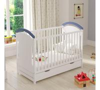 Love For Sleep Lit Bébé Évolutif en Bois Bleu 120x60 cm avec Barrière de Sécurité et Protections en Silicone - Lit Transformable pour Fille ou Garçon - Modèle Amie