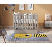 Love For Sleep Mini Lit Bébé Évolutif en Bois Gris 100x50 cm avec Matelas Matelassé et Tiroir - Lit Compact Gain de Place pour Fille ou Garçon - Modèle Paris