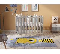 Love For Sleep Mini Lit Bébé Évolutif en Bois Gris 100x50 cm avec Matelas Matelassé - Lit Compact Gain de Place pour Fille ou Garçon - Modèle Paris