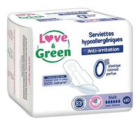Love & Green Serviettes Hypoallergéniques Anti-Irritation Nuit x10 (lot de 40 serviettes