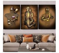Love Heart Effet 3D Wall Art,3Pcs Métal Fil Sculpture Figure Couple Suspendu Peinture,Abstrait Toile Wall Art40*60 sans cadre