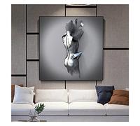 Love Heart Effet 3D Wall Art, Abstrait Fil d'acier Métal Figure Sculpture Couple Suspendu Peinture HD Impression Toile Peinture Noyau, Utilisé pour la Maison Salon Décoration,Q,70x70cm(27.5in)