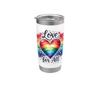 Love Is For All Cœur arc-en-ciel LGBTQ+ Pride Design Gobelet isotherme en acier inoxydable double paroi