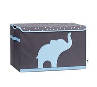 LOVE IT STORE IT - Boîte De Rangement Avec Couvercle En Tissu - Pliable - Renforcée Bois MDF - Coffre Rangement Jouets Chambre Enfant - Extra Grande 62x38x39 cm - Gris Motif Éléphant