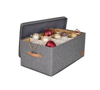 LOVE IT STORE IT - Boîte De Rangement Pour Boules De Noël - Pour Ranger Décoration Noel - Avec 30 Compartiments, Plateau Amovible - Renforcement Bois - 58x36x25 cm - Gris Chiné