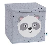 LOVE IT STORE IT Cube De Rangement avec Couvercle, Tissu Ultra Résistant, 33x33x33cm, Gris Motif Panda - Compatible Kallax
