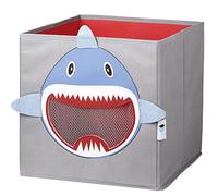 LOVE IT STORE IT - Cube De Rangement - En Tissu Ultra Résistant - Pliable - Renforcement Carton - Pour Chambre Enfant - Compatible Étagère Cube Kallax - 33x33x33cm - Gris Motif Requin