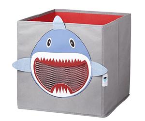 LOVE IT STORE IT - Cube De Rangement - En Tissu Ultra Résistant - Pliable - Renforcement Carton - Pour Chambre Enfant - Compatible Étagère Cube Kallax - 33x33x33cm - Gris Motif Requin
