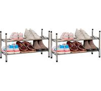 Love IT Store IT - Étagère à Chaussures Extensible en Métal, Design Empilable pour 10 Paires, Idéale pour Entrée, Salon - Chrome Durable (Lot de 2)
