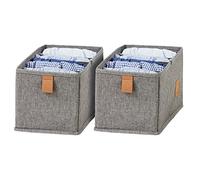 LOVE IT STORE IT - Lot de 2 Boîtes de Rangement Tissu - Organisateur Tiroir 6 Compartiments 15x30x15cm - Rangement Armoire, Placard, Dressing - Pliable