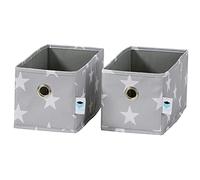 LOVE IT STORE IT - Organisateur Tiroir - En Tissu - Pliable - Pour Rangement Vêtements Ou Penderie Enfant - 15x30x15cm - Lot de 2 - Gris Motif Étoiles