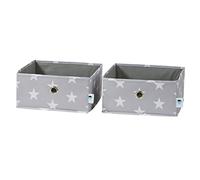LOVE IT STORE IT - Organisateur Tiroir - En Tissu - Pliable - Pour Rangement Vêtements Ou Penderie Enfant - 30x30x15cm - Lot de 2 - Gris Motif Étoiles