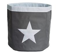 LOVE IT STORE IT - Panier de Rangement - En Tissu Ultra Résistant - Pliable - Avec Poignées - Collecteur De Linge Rond Pour Chambre Enfant - 44x44x44cm - Gris Motif Étoile