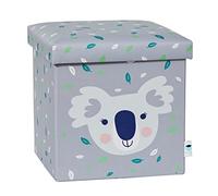 Love IT Store IT - Pouf avec Rangement Koala Gris - Pliable en Tissu Résistant - Coffre et Siège pour Enfant - 35x35x35cm