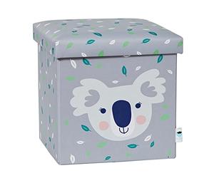 Love IT Store IT - Pouf avec Rangement Koala Gris - Pliable en Tissu Résistant - Coffre et Siège pour Enfant - 35x35x35cm