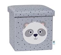 Love IT Store IT - Pouf Rangement Panda Gris - en Tissu Ultra Résistant - Pliable et Renforcé Bois - pour Chambre Enfant et Salon - 35x35x35cm