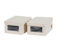LOVE IT STORE IT - Premium - 2 pièces Boite a chaussure - Empilable - Avec fenêtre - Rangement de chaussures protégé contre la poussière - Lot de 2 - Beige - 34x23x15 cm