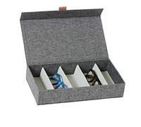 LOVE IT STORE IT - Premium - Boîte à Lunettes Rangement avec Couvercle Aimanté - Range Lunettes 5 Compartiments - Rangement Lunette de Soleil - Gris - 30x17x6cm