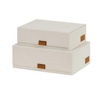 LOVE IT STORE IT - Premium - Boîte de Rangement Tissu Lin, Lot de Boîtes de Rangement avec Couvercle Magnétique, Empilable, 2 Tailles, Salon, Bureau et Chambre